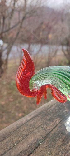 Coq en verre plein soufflé Style Murano