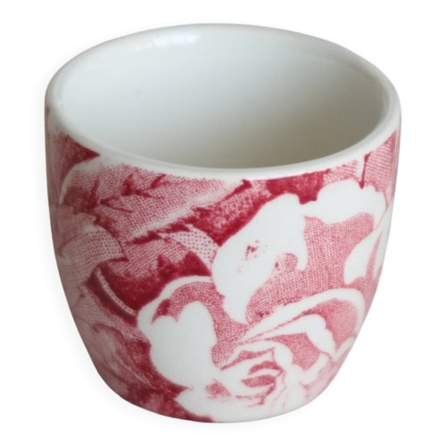 Coquetier ancien faïence anglaise Burleigh Victorian Chintz rouge