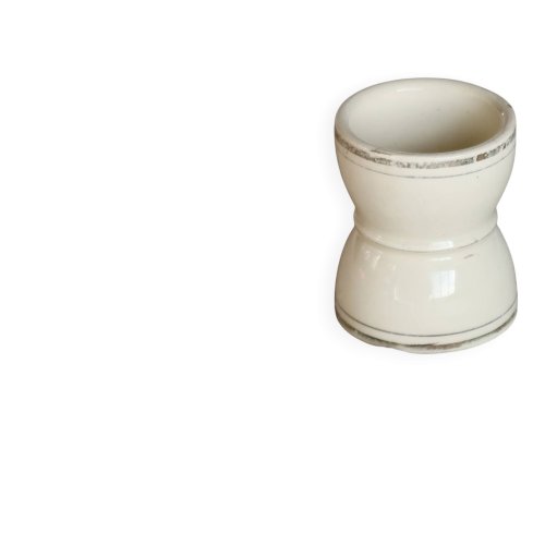 Coquetier ancien terre de fer diabolo ivoire et liserés dorés