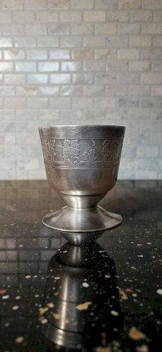 Coquetier en métal argenté