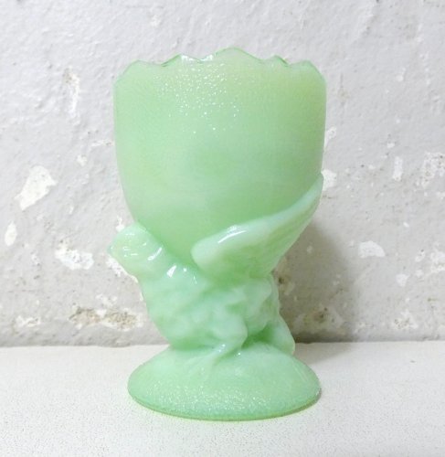 coquetier oiseau en opaline de foire Vintage