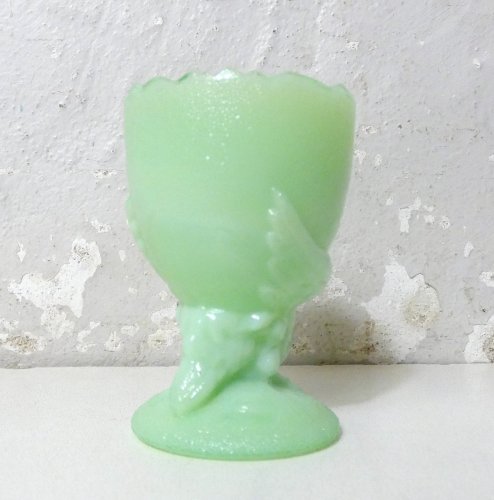 coquetier oiseau en opaline de foire Vintage