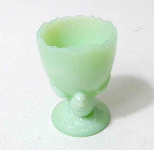 coquetier oiseau en opaline de foire Vintage