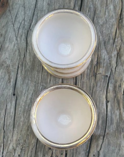 Coquetiers rétro vintage rose pâle en opaline style art déco