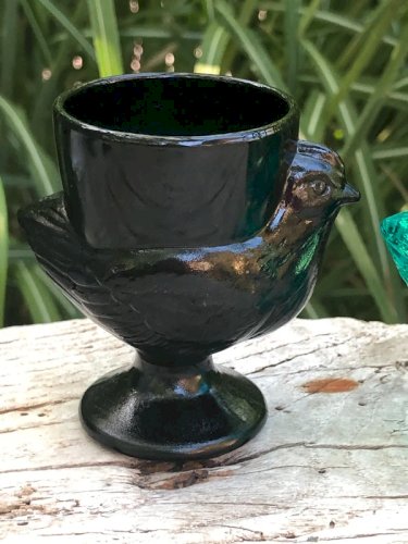 Coquetiers vintage en verre en forme de poule