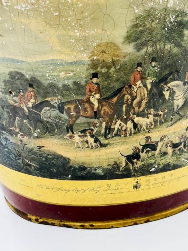 Corbeille à papier vintage en tôle scène de chasse Bury Hunt