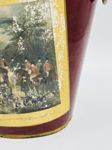 Corbeille à papier vintage en tôle scène de chasse Bury Hunt