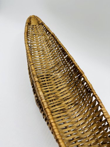 Corbeille allongée vintage en osier tressé
