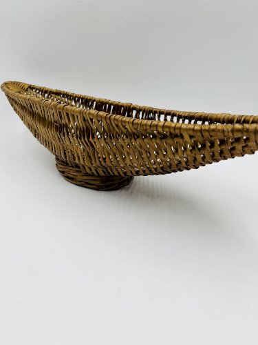 Corbeille allongée vintage en osier tressé