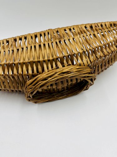 Corbeille allongée vintage en osier tressé
