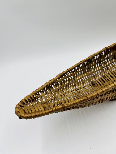 Corbeille allongée vintage en osier tressé