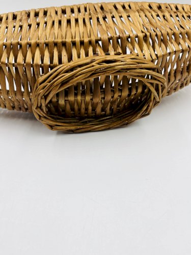 Corbeille allongée vintage en osier tressé