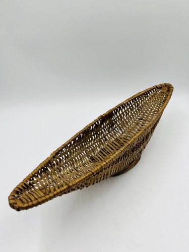 Corbeille allongée vintage en osier tressé