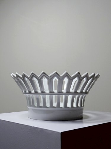 Corbeille coupe à fruits en porcelaine ajourée blanche fine vintage