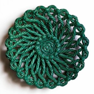 Woven ceramic basket signed Vallauris