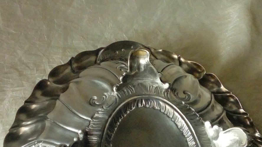 CORBEILLE EN METAL ARGENTE PANETIERE STYLE ROCAILLE LOUIS XV**