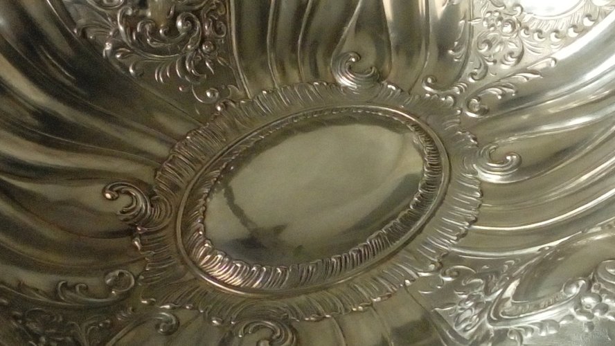 CORBEILLE EN METAL ARGENTE PANETIERE STYLE ROCAILLE LOUIS XV**