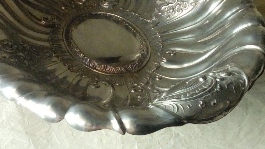 CORBEILLE EN METAL ARGENTE PANETIERE STYLE ROCAILLE LOUIS XV**