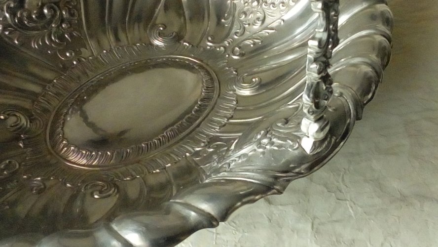 CORBEILLE EN METAL ARGENTE PANETIERE STYLE ROCAILLE LOUIS XV**