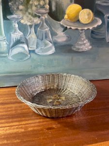 Corbeille en métal argenté vintage