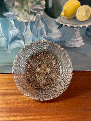 Corbeille en métal argenté vintage