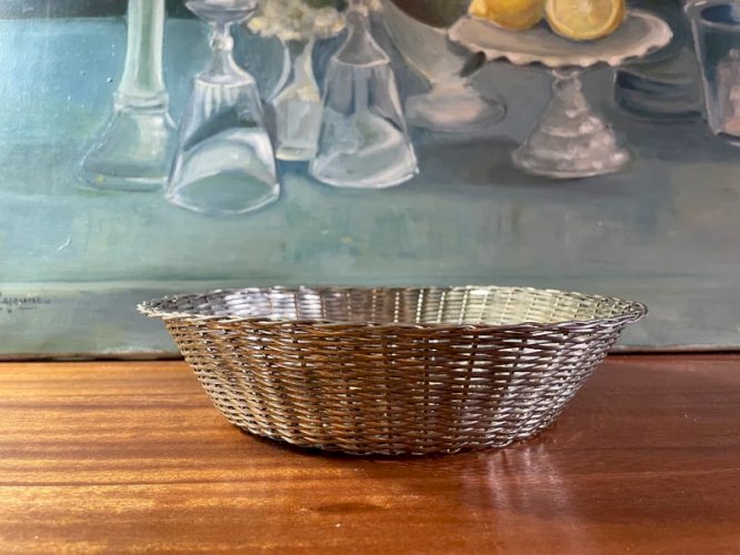 Corbeille en métal argenté vintage