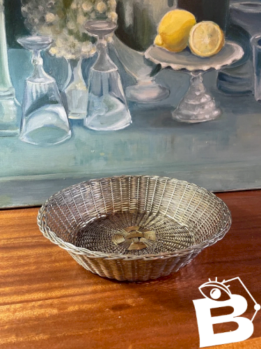 Corbeille en métal argenté vintage