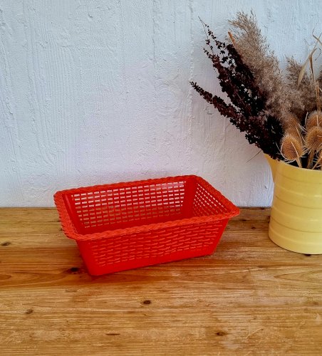 Corbeille en plastique orange vintage