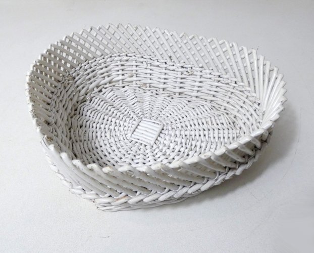 corbeille vide poche panier en rotin forme cœur vintage