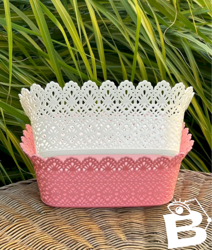 Corbeilles roses et blanches style dentelle