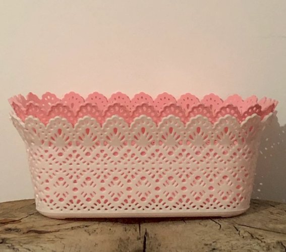 Corbeilles roses et blanches style dentelle