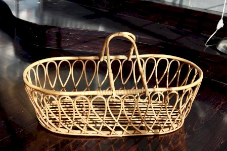 Couffin bébé vintage en rotin style bohème