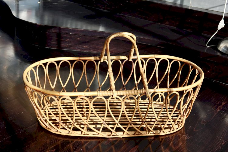 Couffin bébé vintage en rotin style bohème