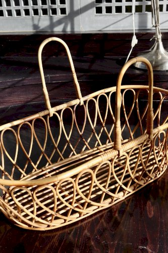 Couffin bébé vintage en rotin style bohème