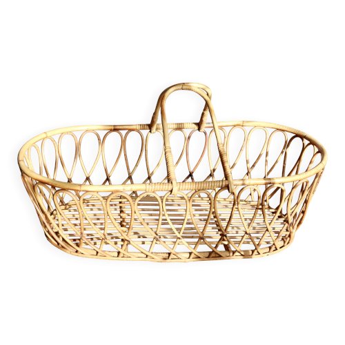 Couffin bébé vintage en rotin style bohème