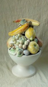 CERAMIC FRUIT BOWL TROMPE L'OEIL STILL LIFE LUCIEN NEUQUELMAN PARIS*