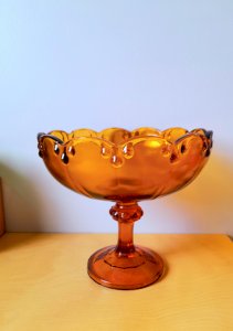 Coupe à fruits en verre ambré 70s 