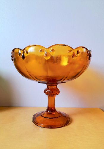 Coupe à fruits en verre ambré 70s 