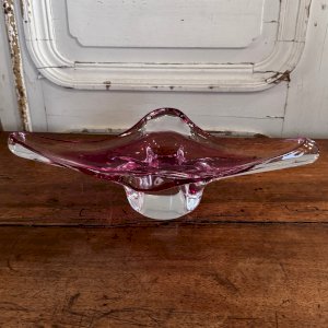 Murano fruit bowl freeform violet and white base M3674