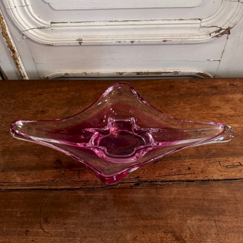 Coupe à fruits Murano forme libre fond violet et blanc M3674