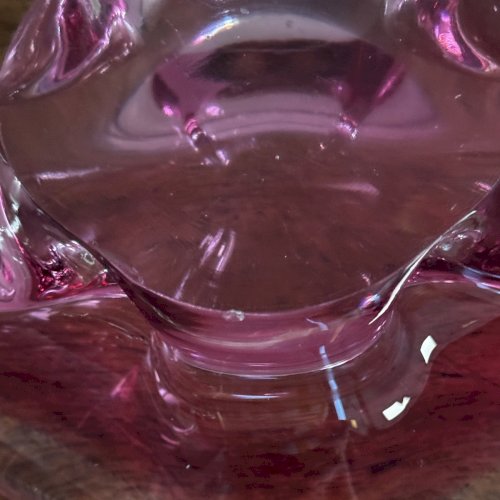 Coupe à fruits Murano forme libre fond violet et blanc M3674