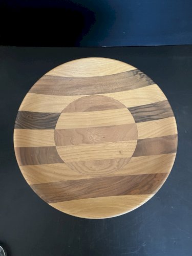 Coupe à fruits sur pied  en bois  vintage décoration artisanat