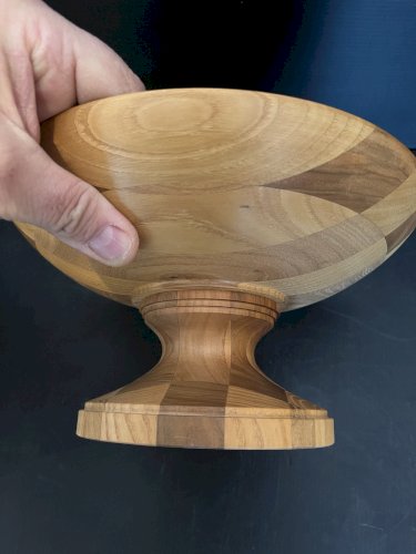 Coupe à fruits sur pied  en bois  vintage décoration artisanat