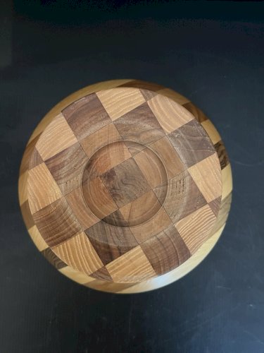 Coupe à fruits sur pied  en bois  vintage décoration artisanat