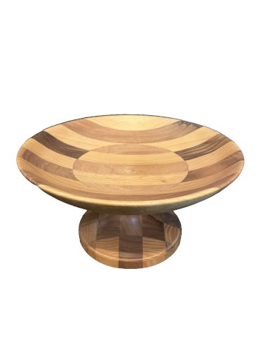 Coupe à fruits sur pied  en bois  vintage décoration artisanat