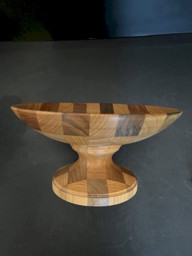 Coupe à fruits sur pied  en bois  vintage décoration artisanat