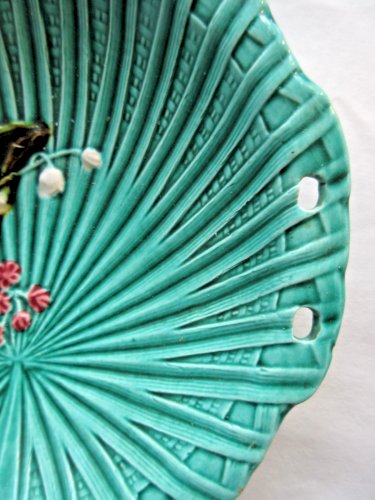 Coupe barbotine verte, Art Déco, SCHRAMBERG: Muguet et Myosotis sur palmier