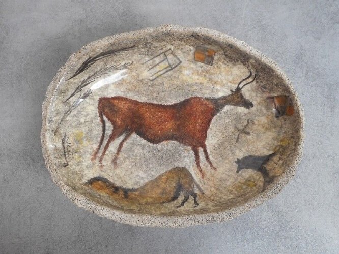 COUPE CENTRE DE TABLE OU VIDE POCHE DECO PREHISTORIQUE DE LAGNEAU