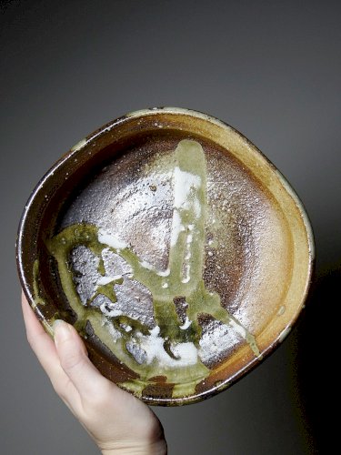 Coupe céramique dart Japonaise dIga vintage/ancienne brutaliste