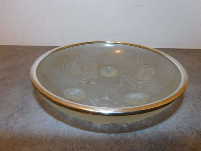 COUPE COUPELLE EN VERRE DECOR DE CHARDON BORDURE EN ARGENT MASSIF